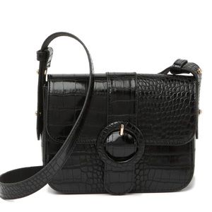 Crocodile Embossed Leather Crossbody Bag